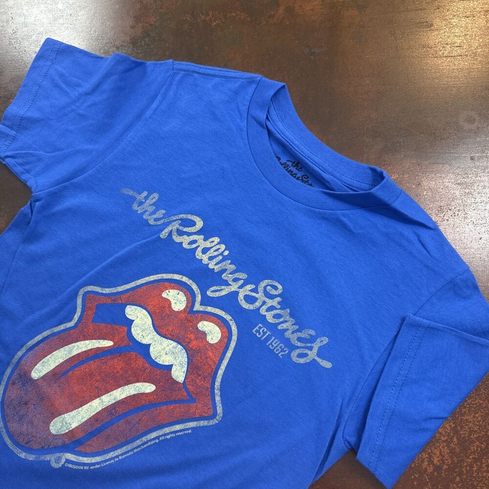 Rolling Stones Red Tongue Logo blue classic T-Shirt Medium band tee Y2K Merch